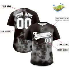 Brown Silver White Skeleton Graffiti Baseball Jersey 2