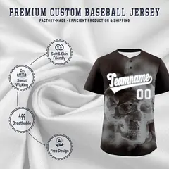 Brown Silver White Skeleton Graffiti Baseball Jersey 4