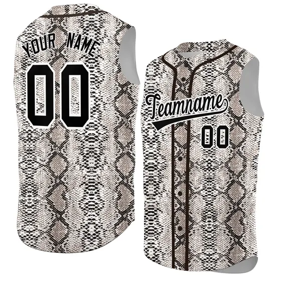 Brown Snakeskin Pattern Sleeveless Baseball Jersey