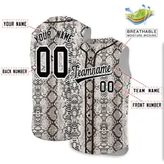Brown Snakeskin Pattern Sleeveless Baseball Jersey 2