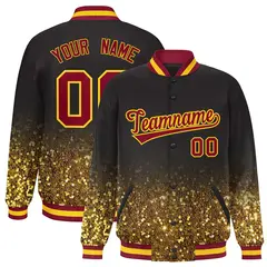 Brown Sparkle-Effect Varsity Letterman Baseball Jacket