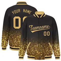 Brown Sparkle-Effect Varsity Letterman Baseball Jacket 1
