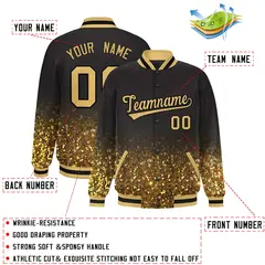 Brown Sparkle-Effect Varsity Letterman Baseball Jacket 2