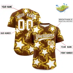 Brown Star Graffiti Baseball Jersey 2