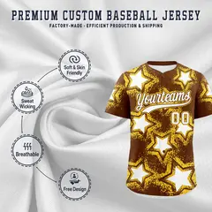 Brown Star Graffiti Baseball Jersey 3