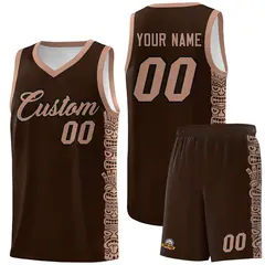 Brown Teabrown Indians Pattern Basketball Jersey 1