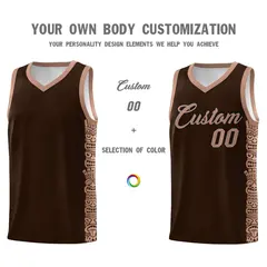 Brown Teabrown Indians Pattern Basketball Jersey 3