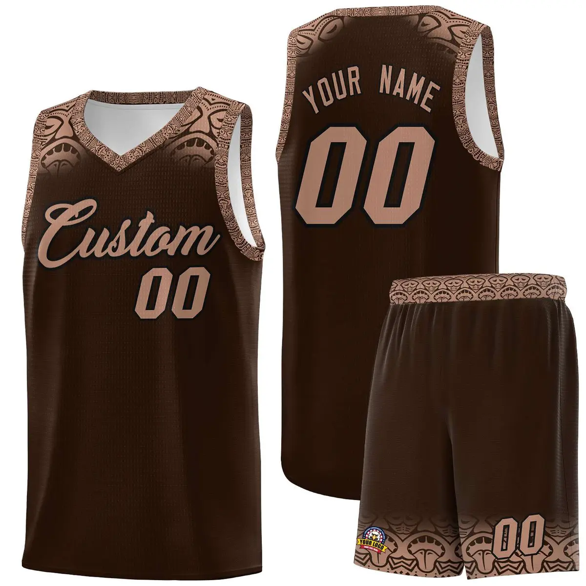 Brown Teabrown Indians Print Basketball Uniform Jersey