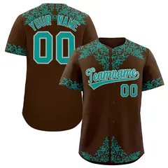 Brown Teal Baroque Style Baseball Jersey 1