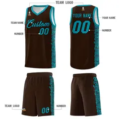 Brown Teal Indians Pattern Sports Uniform Basketball Jersey 5