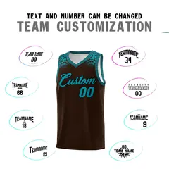 Brown Teal Indians Print Basketball Uniform Jersey 4