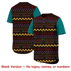 Brown Teal White Mexican Style Breathable Baseball Jersey 7