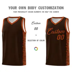 Brown Texas Orange Indians Pattern Basketball Jersey 3