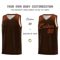 Brown Texas Orange Indians Print Basketball Uniform Jersey 3