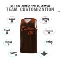 Brown Texas Orange Indians Print Basketball Uniform Jersey 4