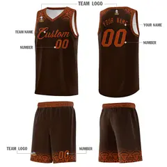 Brown Texas Orange Indians Print Basketball Uniform Jersey 5