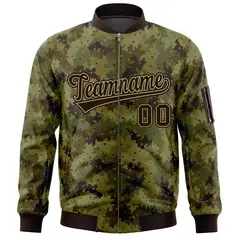 Brown Varsity Full-Zip Camo Letterman Bomber Jacket 3