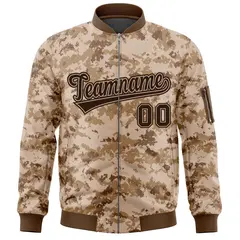Brown Varsity Full-Zip Camo Letterman Bomber Jacket 3