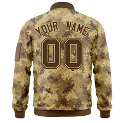Brown Varsity Full-Zip Camo Letterman Bomber Jacket 4