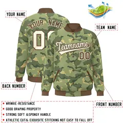 Brown White Camo Varsity Letterman Bomber Jacket 2