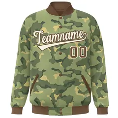 Brown White Camo Varsity Letterman Bomber Jacket 3