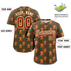 Brown White Christmas Graffiti Striped Baseball Jersey 2