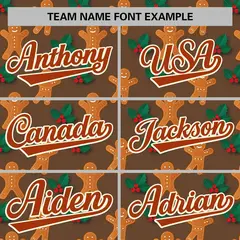 Brown White Christmas Graffiti Striped Baseball Jersey 3