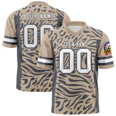 Brown White-Dark Gray Zebra Stripes Football Jersey