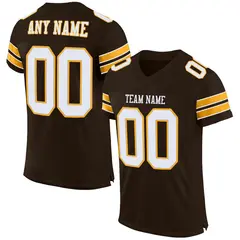 Brown White-Gold Classic Mesh Authentic Football Jersey 1