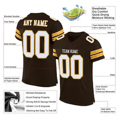 Brown White-Gold Classic Mesh Authentic Football Jersey 2