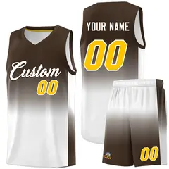 Brown White Gradient Sports Basketball Jersey 1
