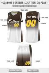 Brown White Gradient Sports Basketball Jersey 5