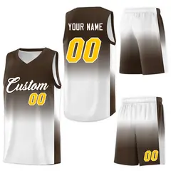 Brown White Gradient Sports Basketball Jersey 7