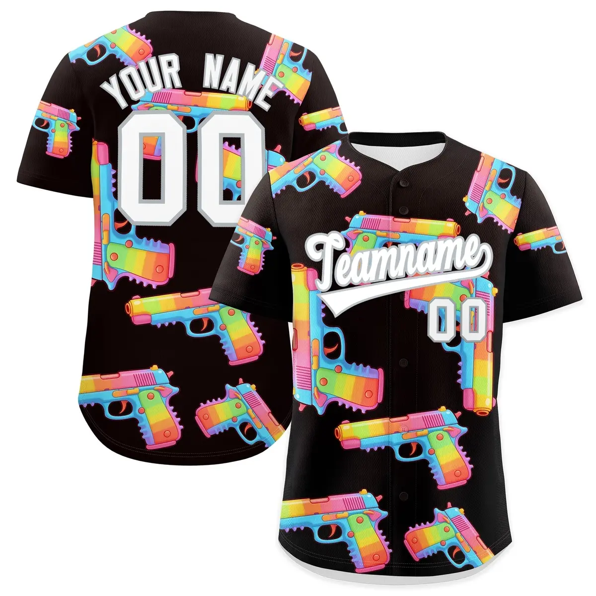 Brown White Graffiti Sugar-Coated Firepower Baseball Jersey