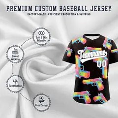 Brown White Graffiti Sugar-Coated Firepower Baseball Jersey 3
