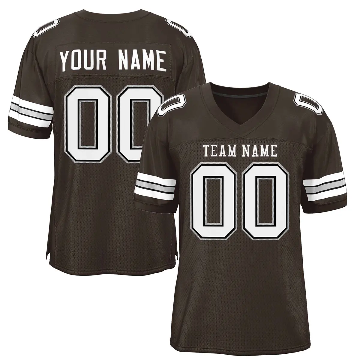 Brown White-Gray Classic Style Football Jersey