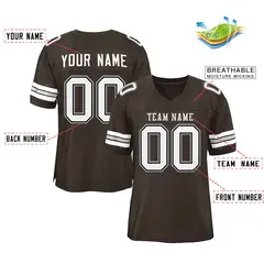 Brown White-Gray Classic Style Football Jersey 2