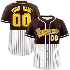 Brown White Half Stripe Authentic Baseball Jersey