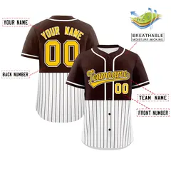 Brown White Half Stripe Authentic Baseball Jersey 2