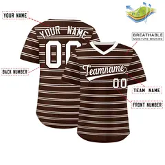 Brown White Horizontal Stripe Pullover Baseball Jersey 2