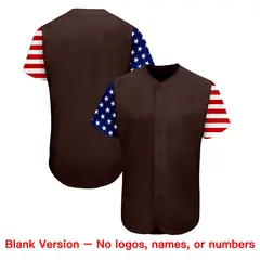 Brown White-Navy American Flag Baseball Jersey 7