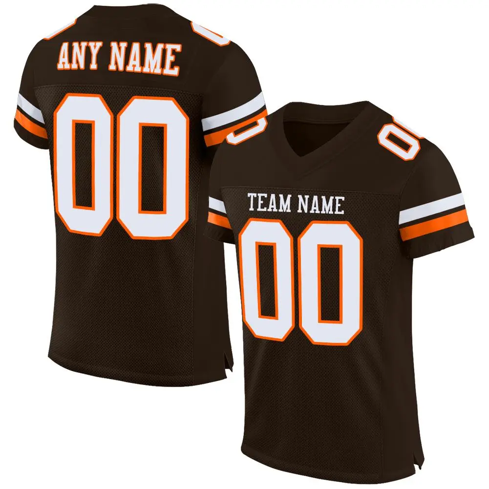Brown White-Orange Classic Mesh Authentic Football Jersey