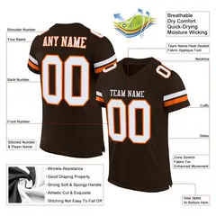 Brown White-Orange Classic Mesh Authentic Football Jersey 2
