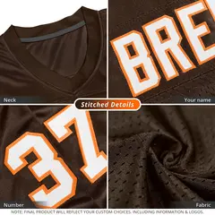 Brown White-Orange Classic Mesh Authentic Football Jersey 3