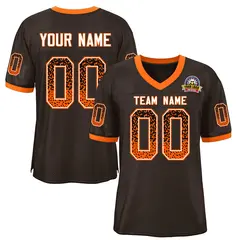 Brown White-Orange Drift Fashion Mesh Football Jersey
