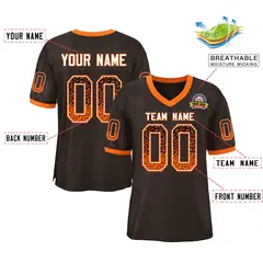 Brown White-Orange Drift Fashion Mesh Football Jersey 2