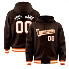 Brown White-Orange Varsity Letterman Classic Hoodie Jacket 1