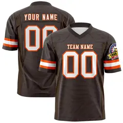 Brown White-Orange Zebra Stripes Authentic Football Jersey