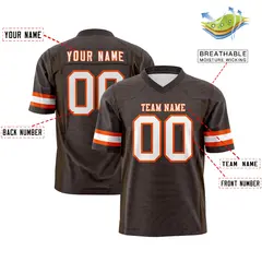 Brown White-Orange Zebra Stripes Authentic Football Jersey 2