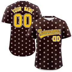 Brown White Polka Dot Graffiti Authentic Baseball Jersey